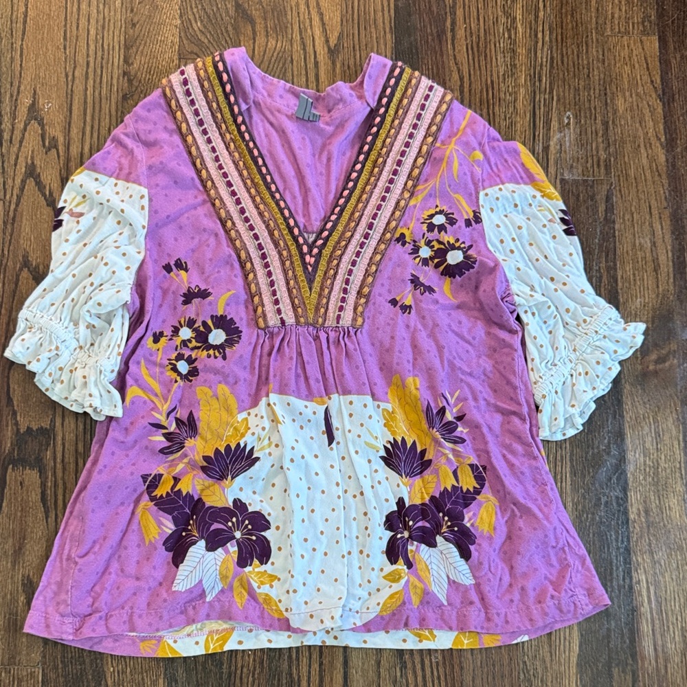 Anthropologie Floral Bohemian Tunic Top